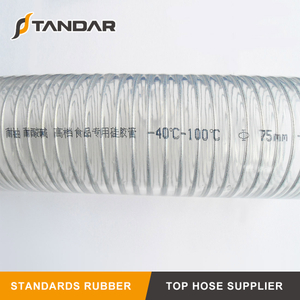 High Pressure clear soft platinum cured thin wall FDA SS wire Reinforced food grade Silicone tubing