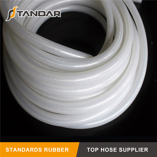 high Pressure Flexible Fabric Braided Reinforced clear soft platinum cured food grade silicone tubing