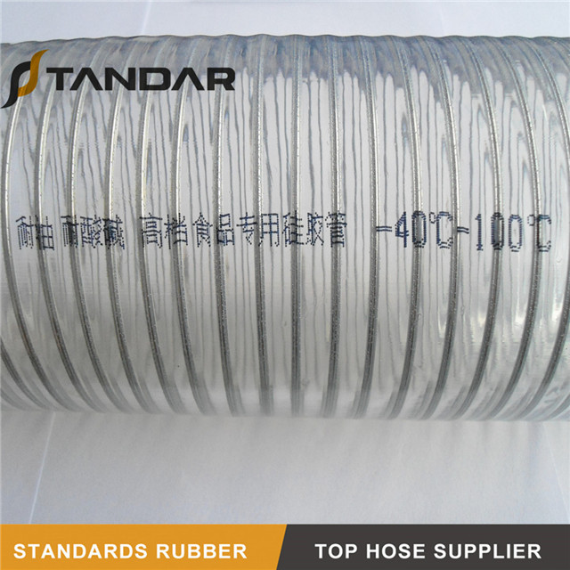 Low Temperature Transparent Stainless Steel Wire reinforced food grade Silicone Hose 
